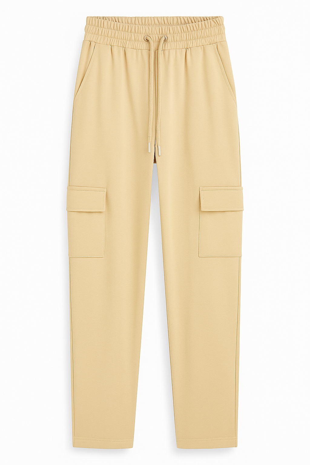 PANTALÓN JOGGER DAMA BEIGE CON BOLSILLOS CARGO Y CINTURA ELÁSTICA