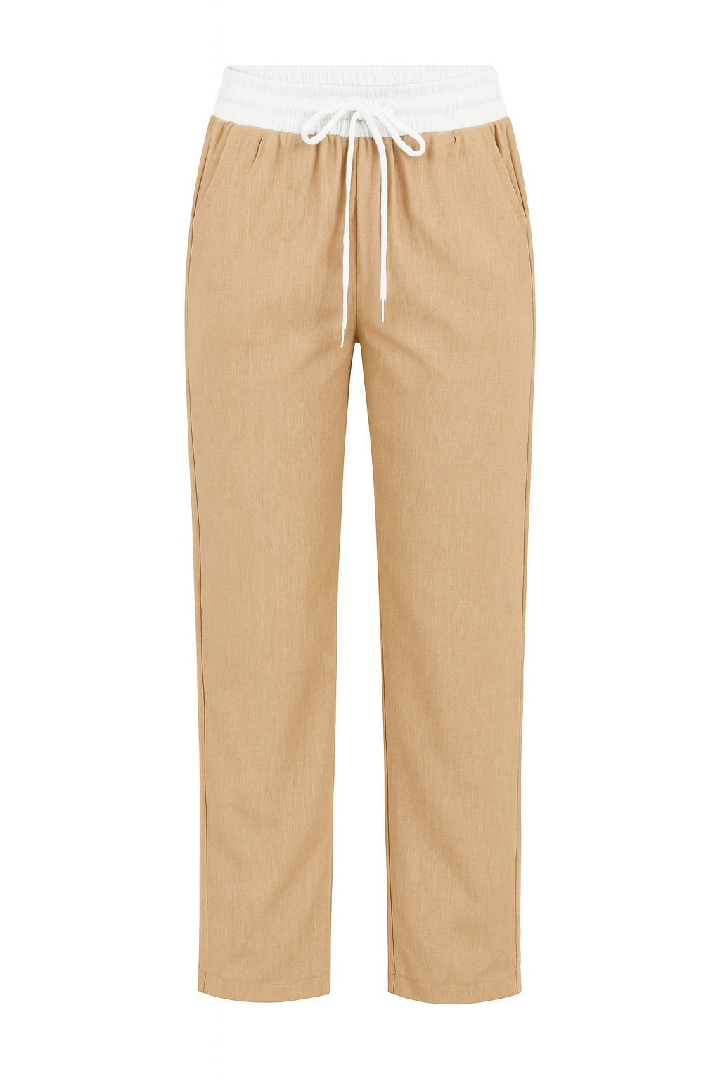 PANTALÓN DAMA RECTO CON PRETINA ELÁSTICA Y CORDÓN AJUSTABLE (CAQUI O AZUL MARINO)