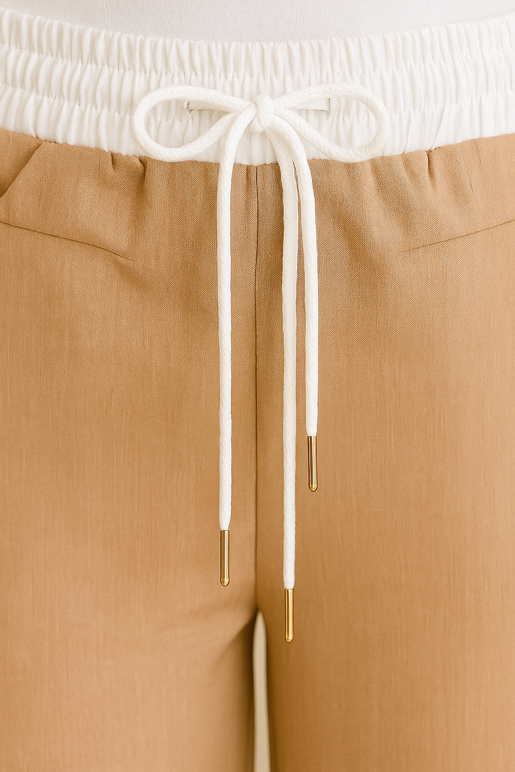 PANTALÓN DAMA RECTO CON PRETINA ELÁSTICA Y CORDÓN AJUSTABLE (CAQUI O AZUL MARINO)