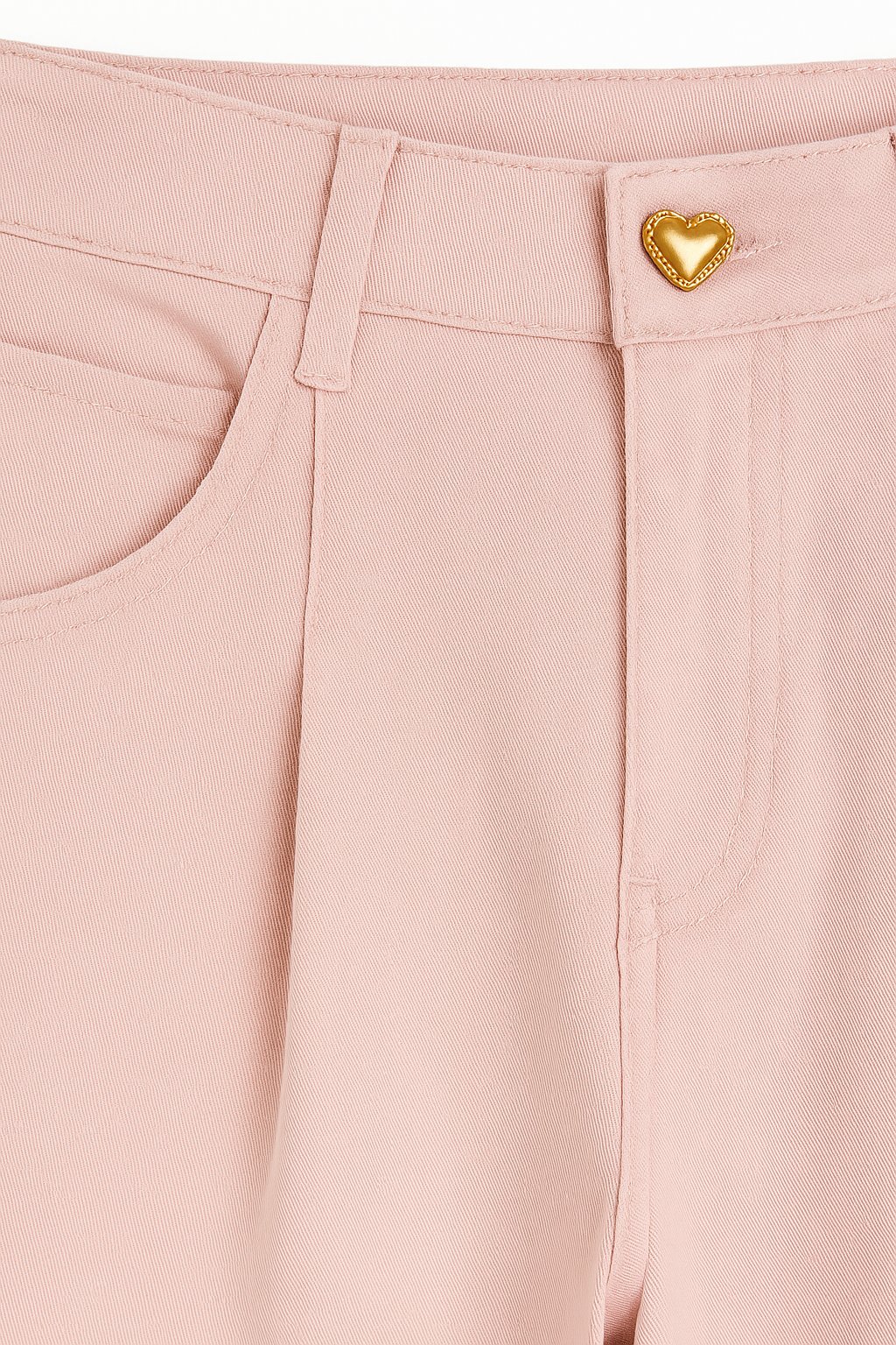 PANTALÓN DAMA RECTO CON PINZAS Y BOTÓN DORADO EN FORMA DE CORAZÓN