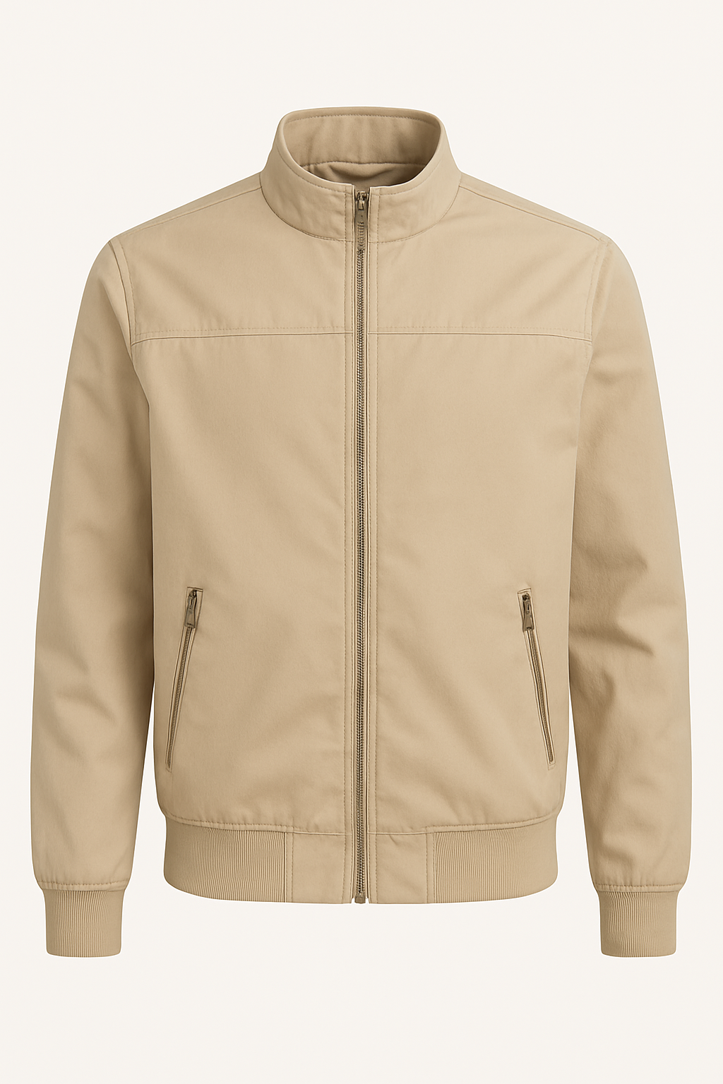 CHAQUETA CASUAL SEMI ACOLCHADA, DOBLE CUELLO ALTO, ABERTURA Y BOLSILLOS CON CIERRE