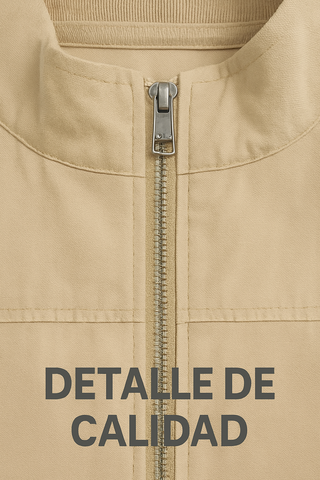 CHAQUETA CASUAL SEMI ACOLCHADA, DOBLE CUELLO ALTO, ABERTURA Y BOLSILLOS CON CIERRE
