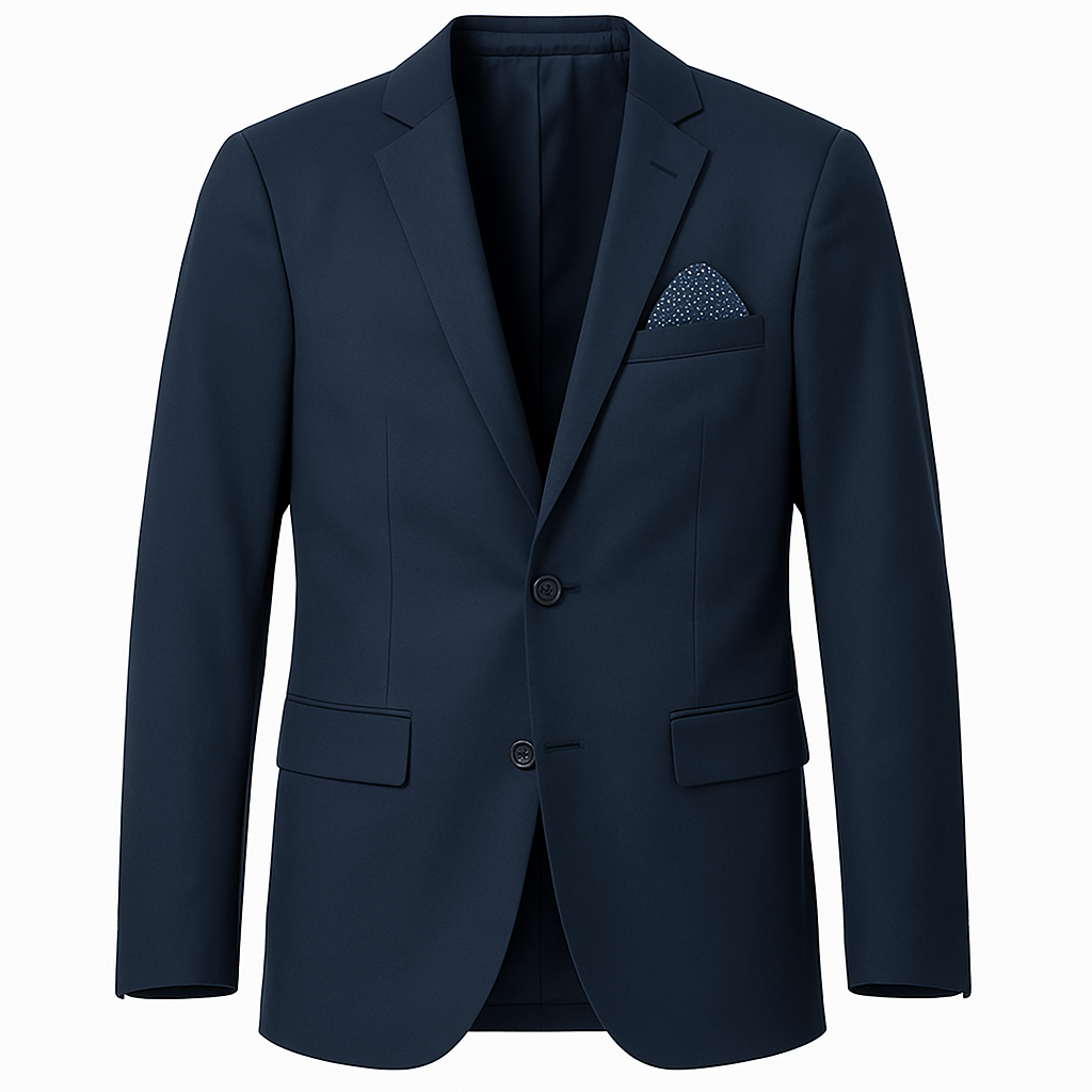 BLAZER AZUL MARIN SEMI FORMAL LLANO CON ABERTURA DE DOS BOTONES