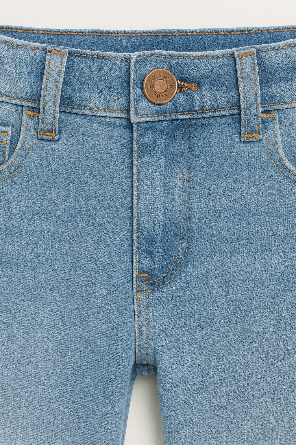 PANTALÓN JEAN NIÑA RECTO CELESTE CON BASTA DESFLECADA