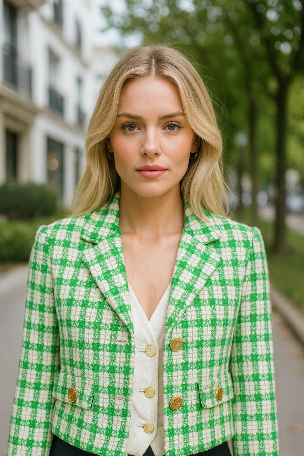 BLAZER CORTO DE DAMA A CUADROS