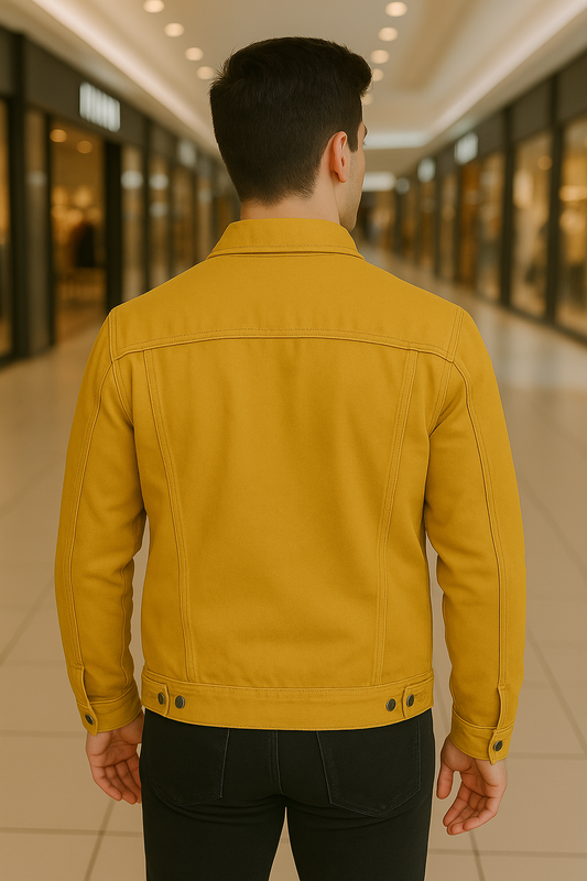 CHAQUETA JEAN LLANA CLÁSICA MOSTAZA UNISEX