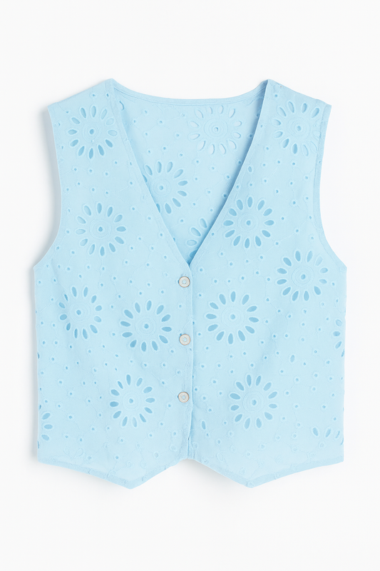 CHALECO DAMA ENCAJE BORDADO FLORAL