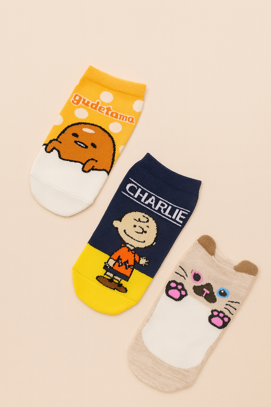 PACK X3 MEDIAS CAÑA BAJA DIBUJITOS