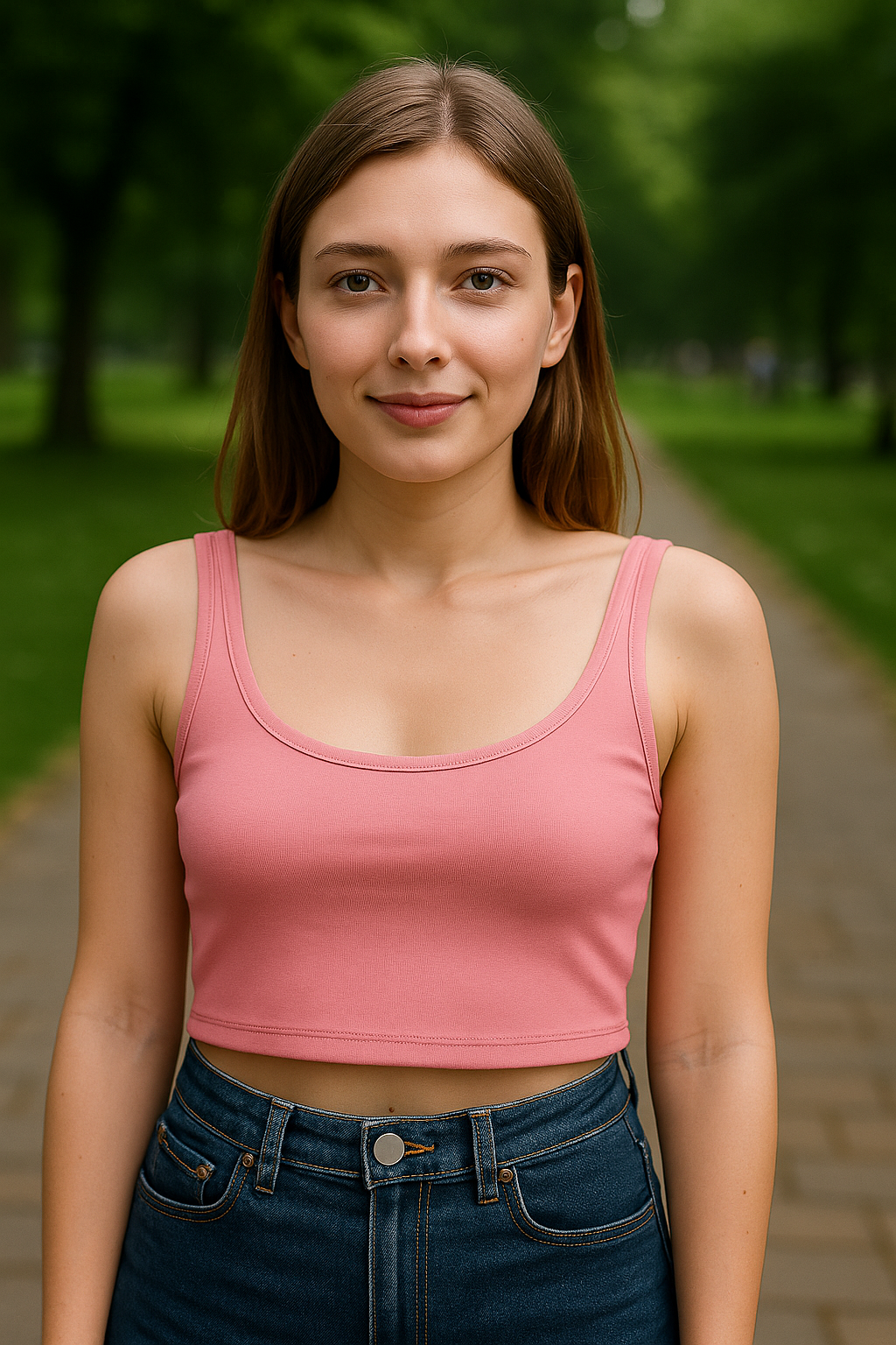TOP CROPPED BÁSICO CON CUELLO CUADRADO Y TIRANTES