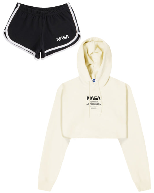 COMBO LIFE (CROP HOODIE + SHORT DAMA NEGRO)