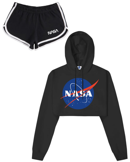 COMBO LIFE (CROP HOODIE + SHORT DAMA NEGRO)