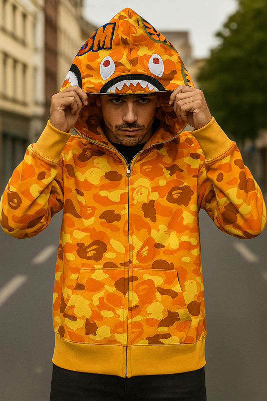 CHOMPA HOODIE BAPE SHARK COLOR AMARILLO