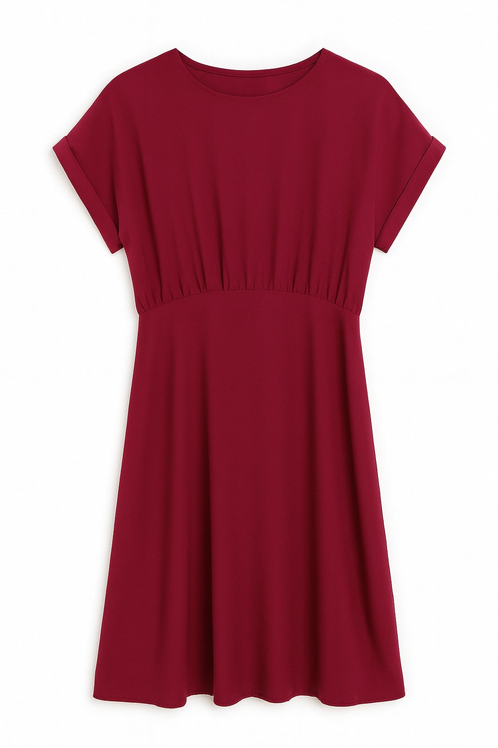 VESTIDO ROJO VINO LLANO