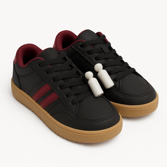 ZAPATO NIÑO PLY STIR NEGRO Y DOS RAYAS ROJAS