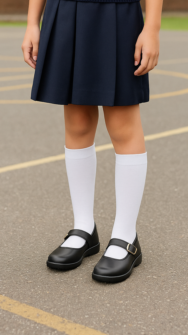 ZAPATOS ESCOLARES DE NIÑA CON HEBILLA METÁLICA AJUSTABLE