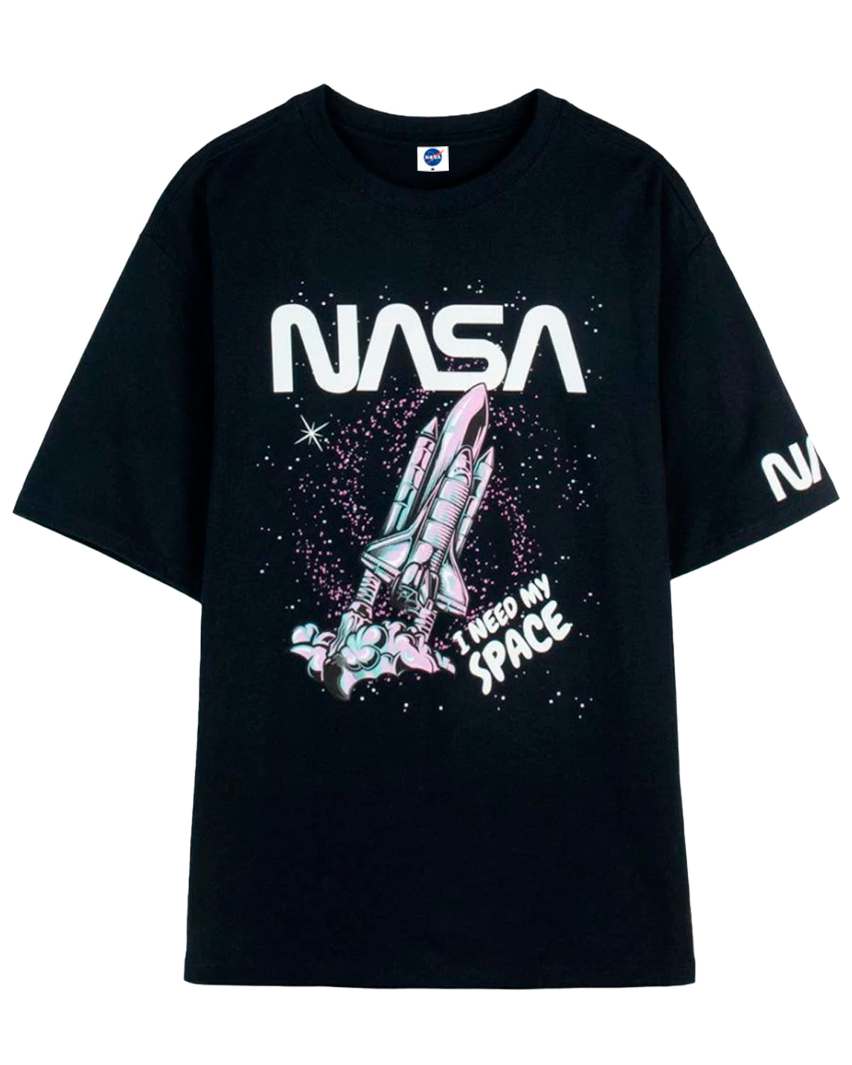 CAMISETA NASA NEGRA OVERSIZE COHETE