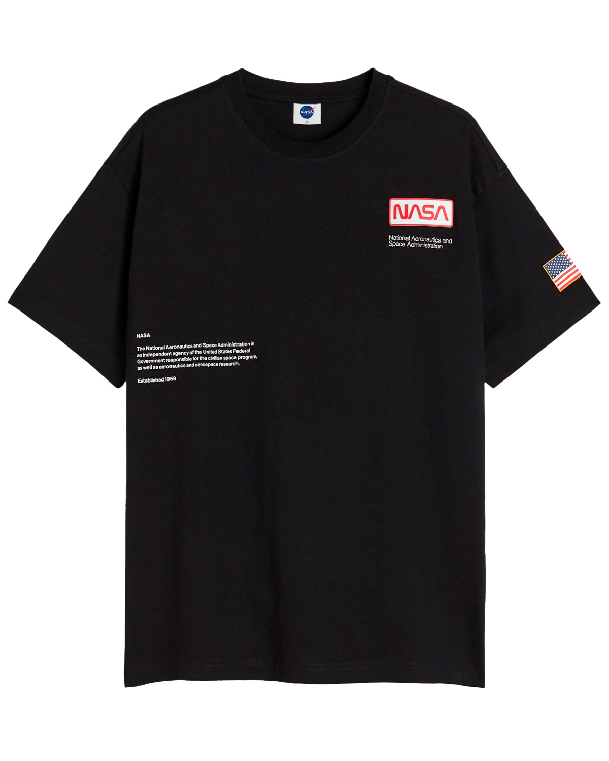 CAMISETA NASA NEGRA OVERSIZE 4 LOGOS