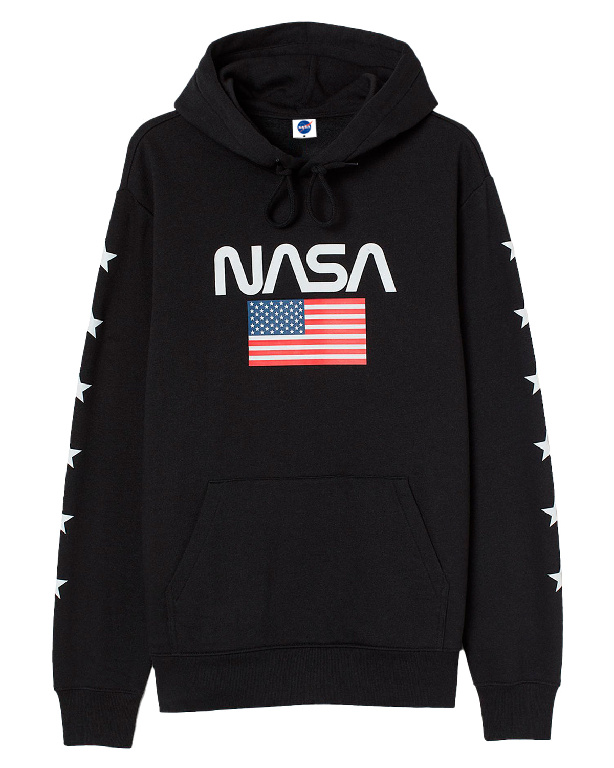 HOODIE NASA NEGRO ESTRELLAS EN MANGAS