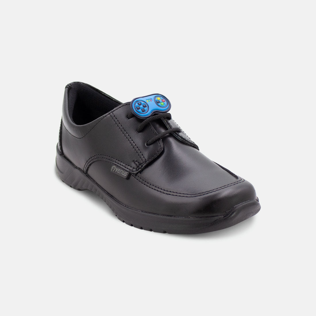 ZAPATOS ESCOLARES NEGROS DE CUERO CON ABERTURA DE CORDÓN