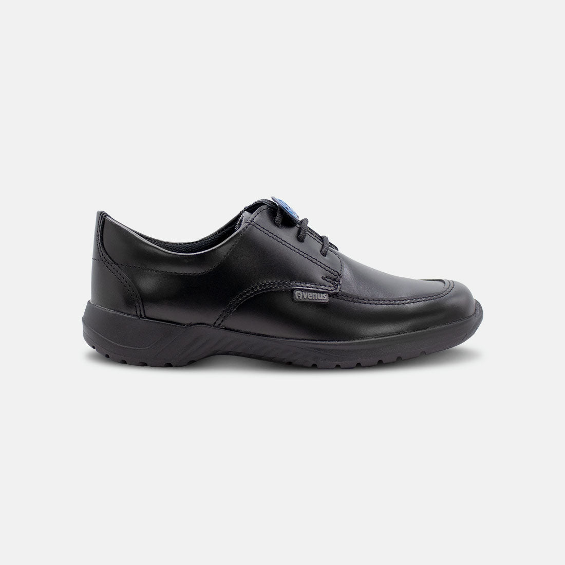 ZAPATOS ESCOLARES NEGROS DE CUERO CON ABERTURA DE CORDÓN