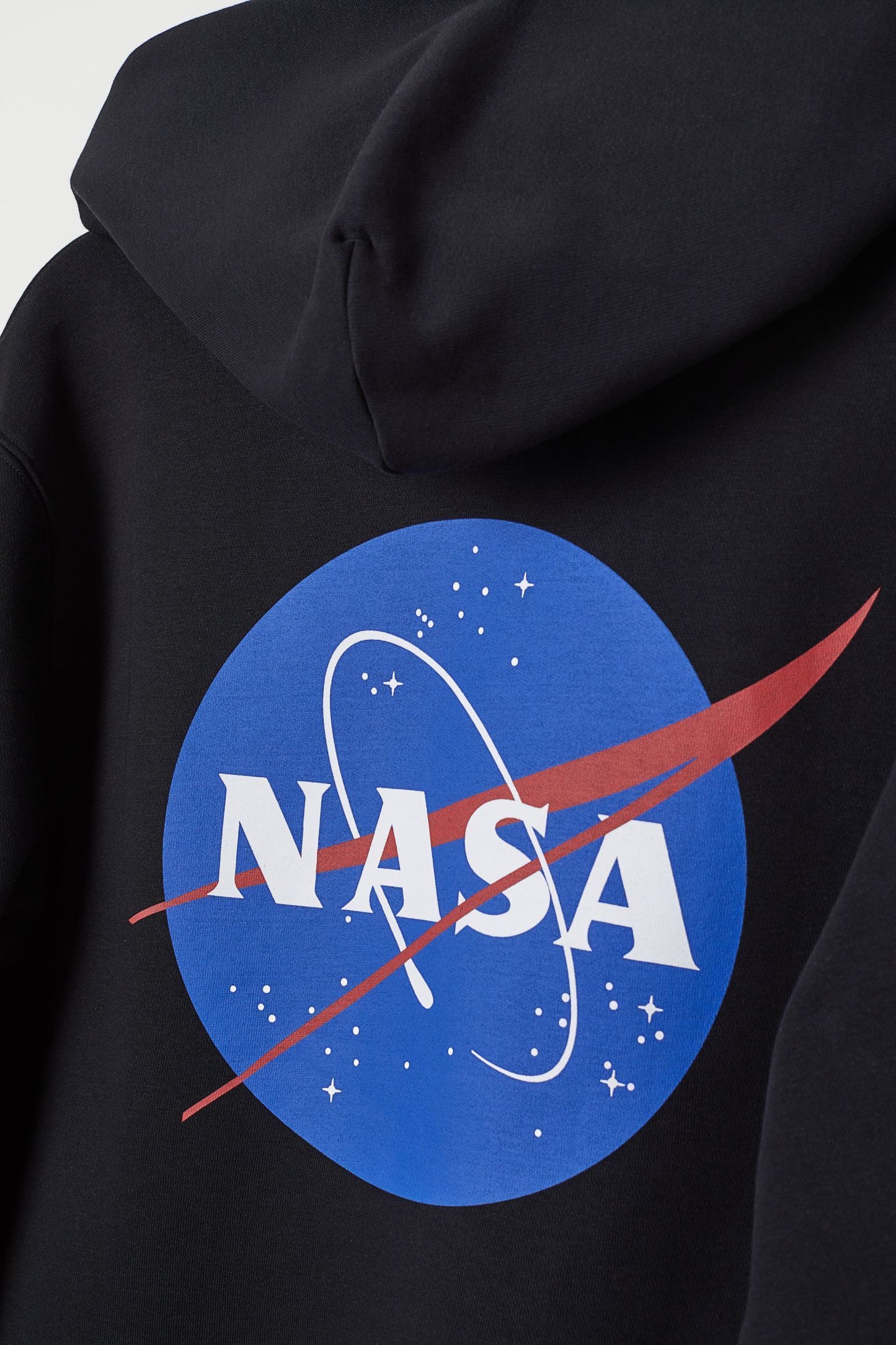 HOODIE NASA NEGRO LOGO AZUL