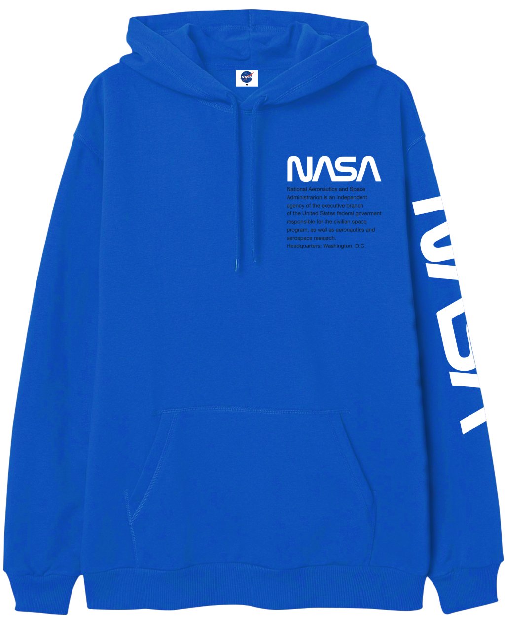 HOODIE NASA AZUL LOGO BLANCO
