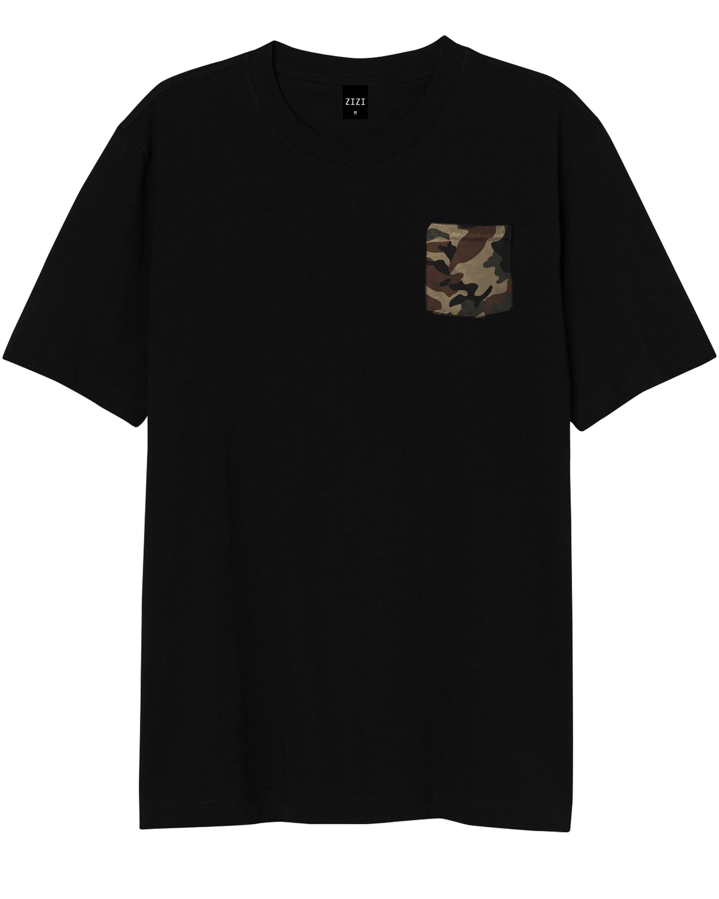 CAMISETA NEGRA - BOLSILLO CAMUFLAJE