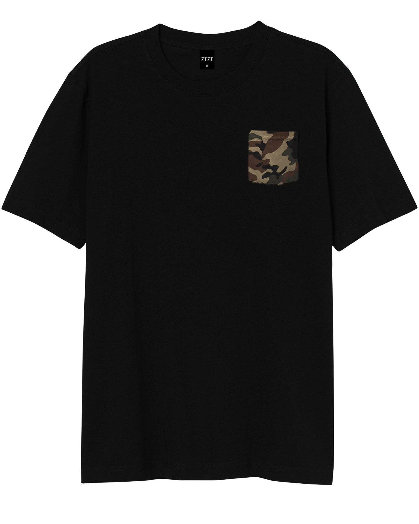 CAMISETA NEGRA - BOLSILLO CAMUFLAJE