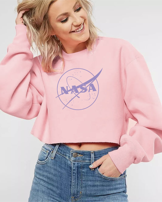 CROP BUZO NASA ROSA ESTAMPADO LILA