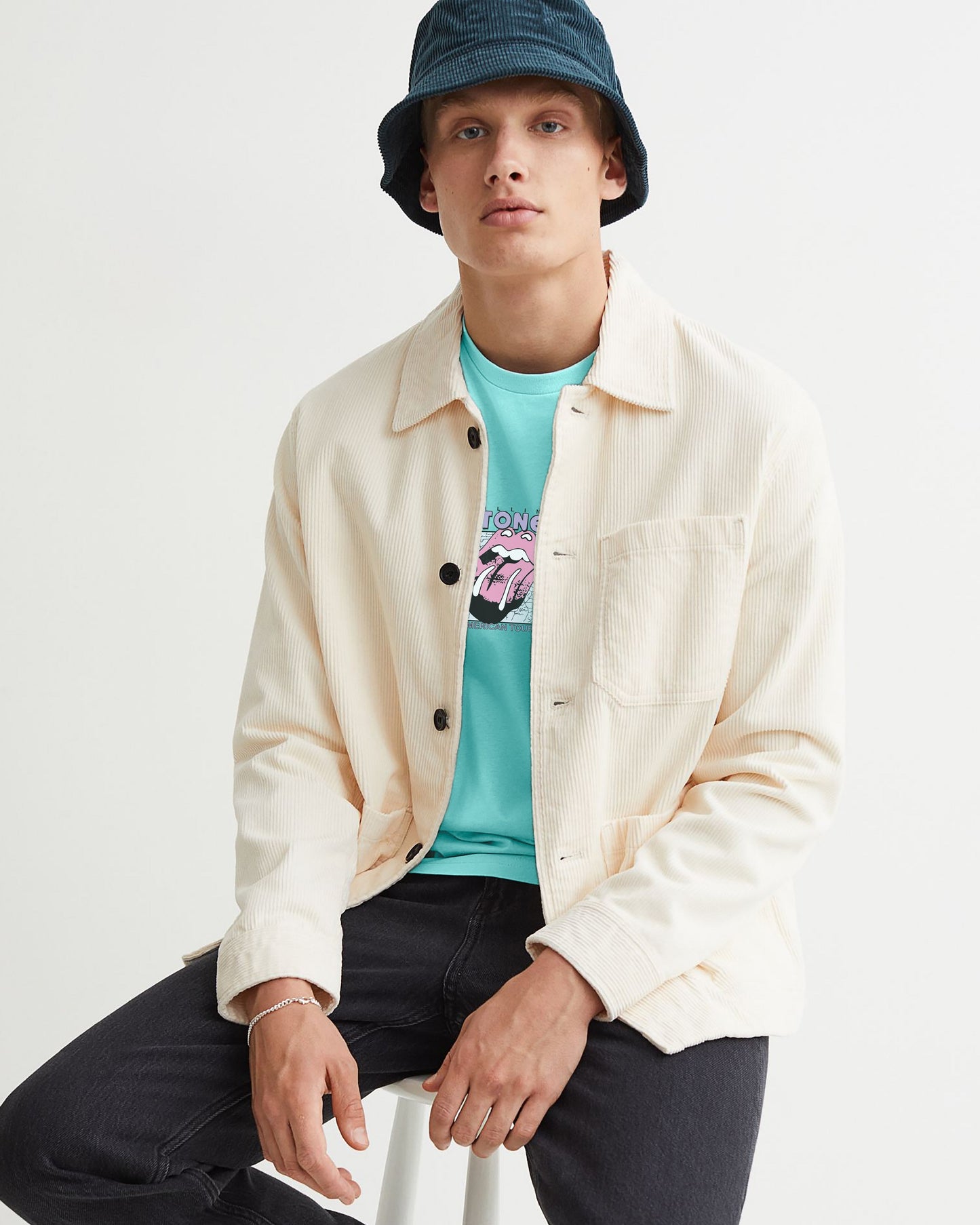 CAMISETA CELESTE ROLLING STONES