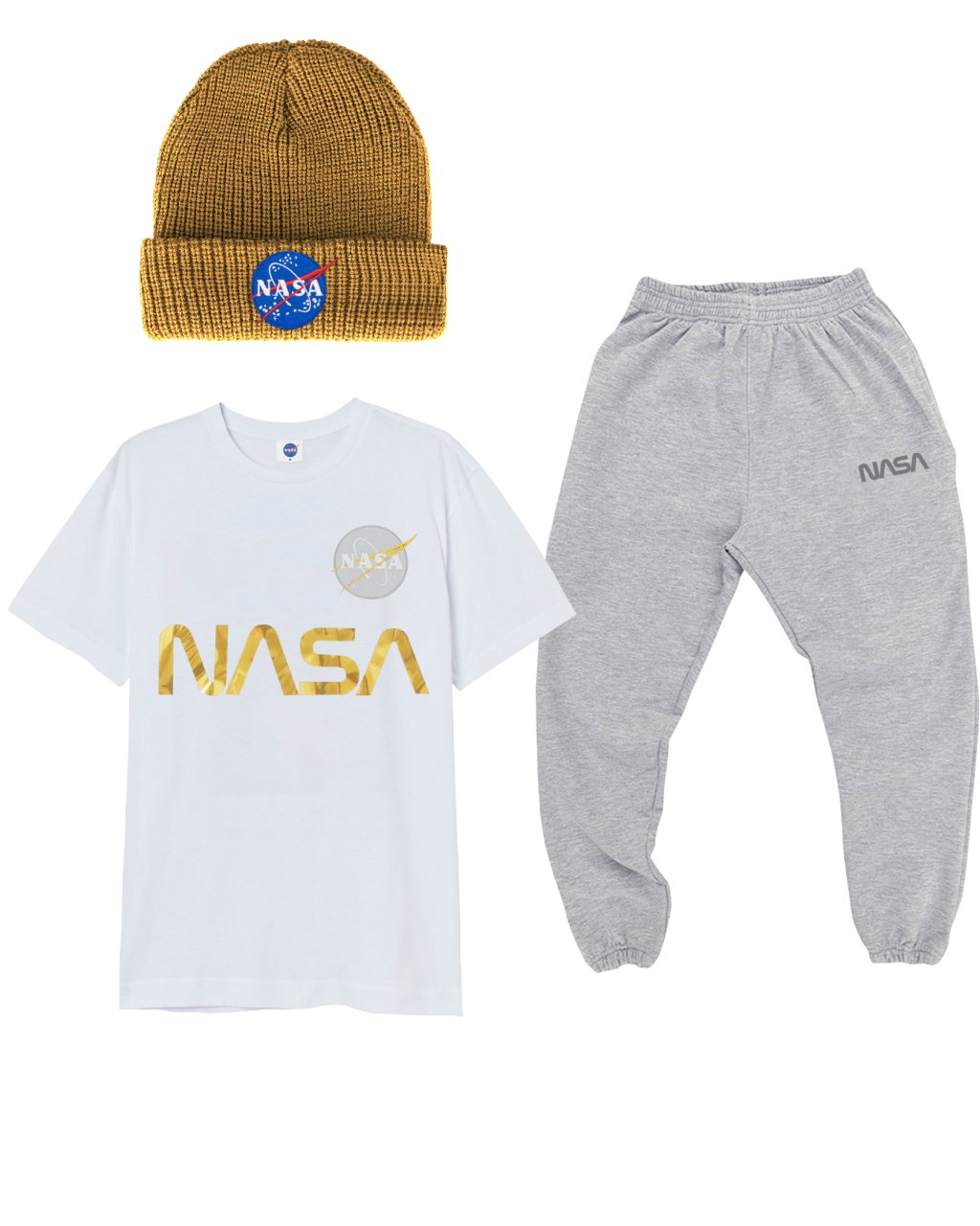 CONJUNTO POWER (CAMISETA + JOGGER + GORRO MOSTAZA)