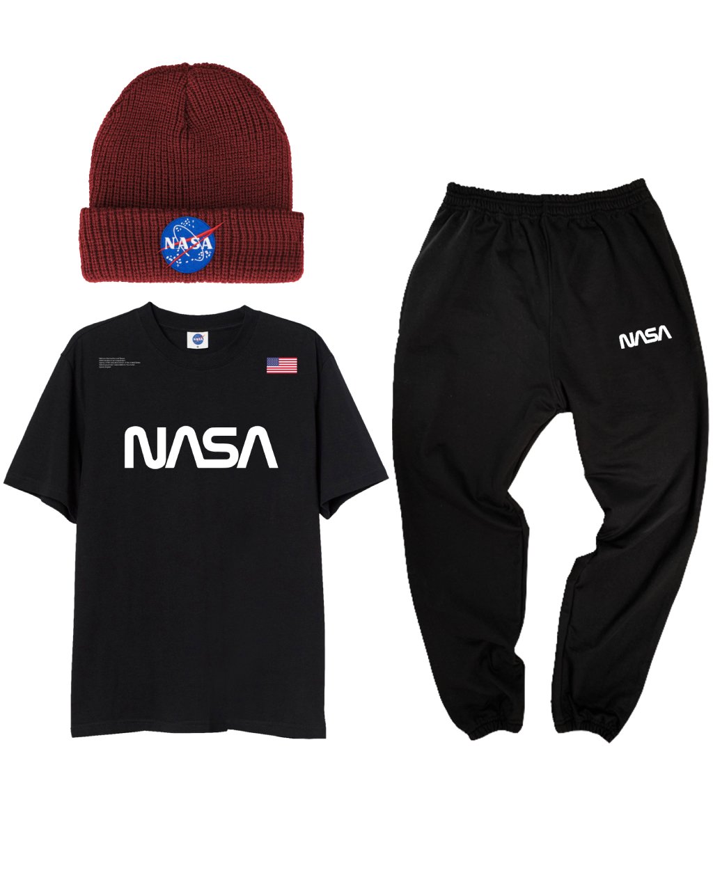 CONJUNTO POWER (CAMISETA + JOGGER + GORRO VINO)