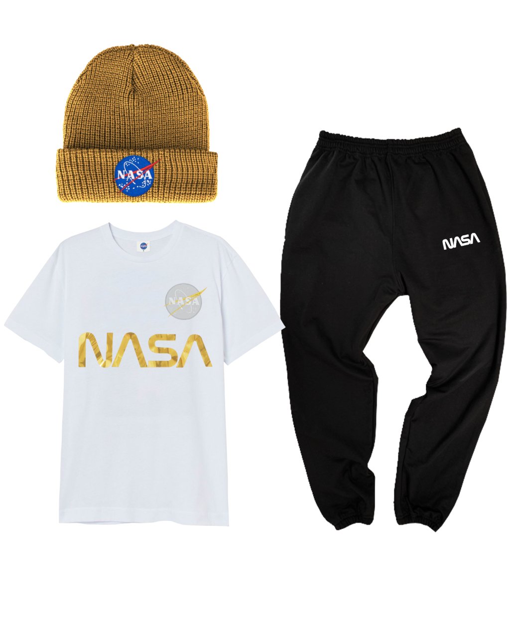 CONJUNTO POWER (CAMISETA + JOGGER + GORRO MOSTAZA)