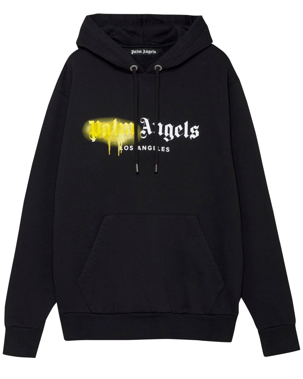 HOODIE NEGRO PALM ANGELS SPRAY AMARILLO UNISEX