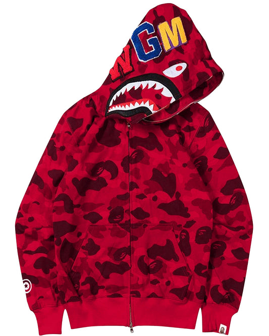 CHOMPA HOODIE BAPE SHARK COLOR ROJO