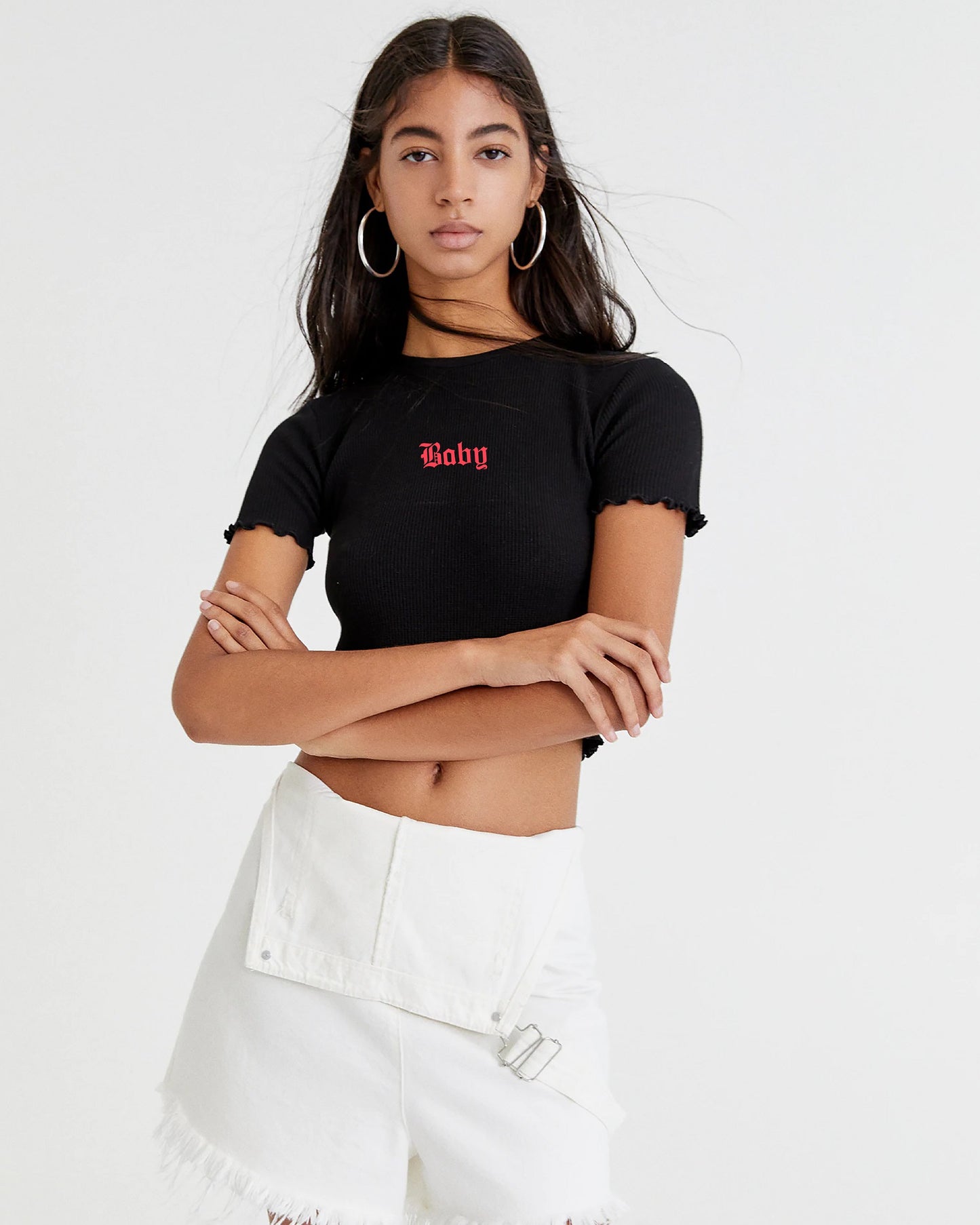 CROP TOP RIBB NEGRO BABY