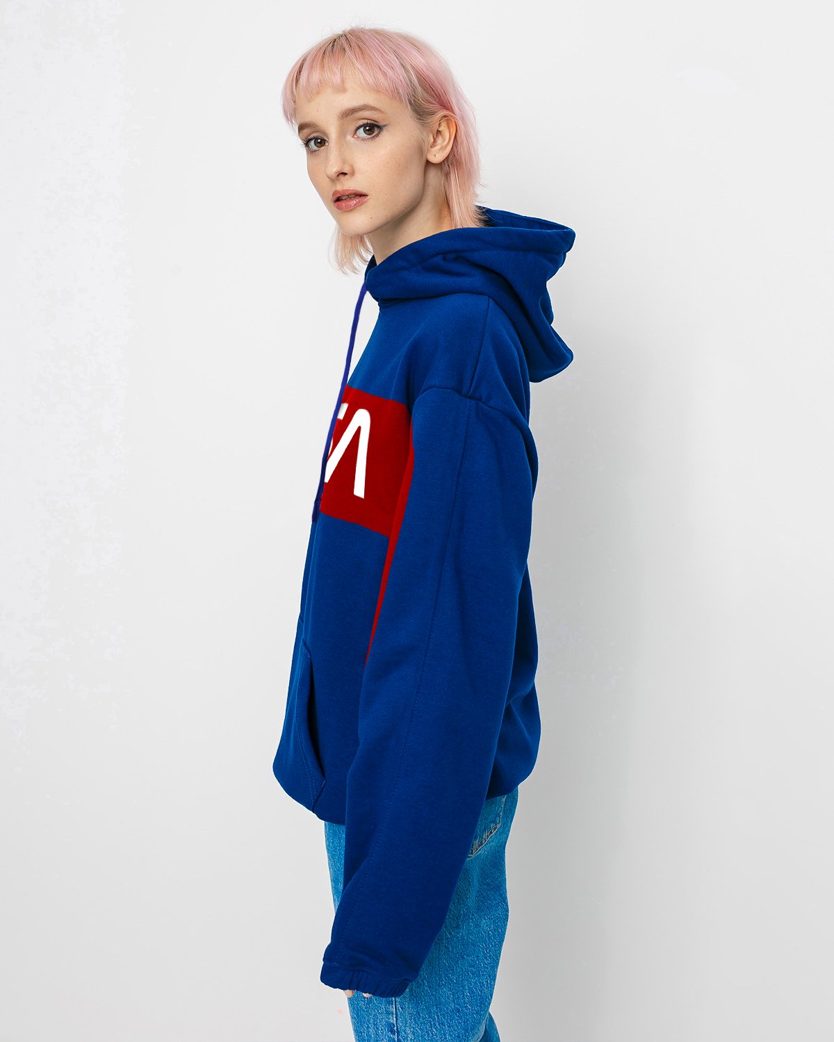 HOODIE NASA AZUL CON ROJO