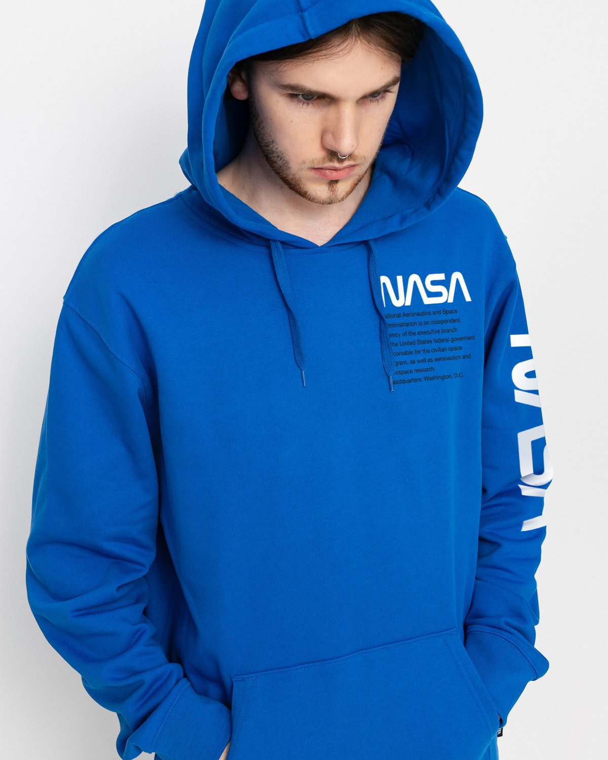 HOODIE NASA AZUL LOGO BLANCO