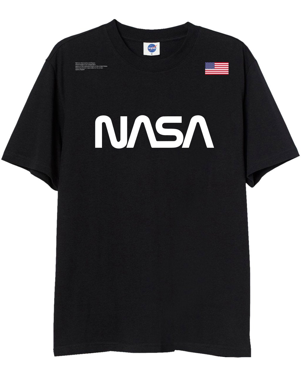 CAMISETA NASA NEGRA TRES LOGOS