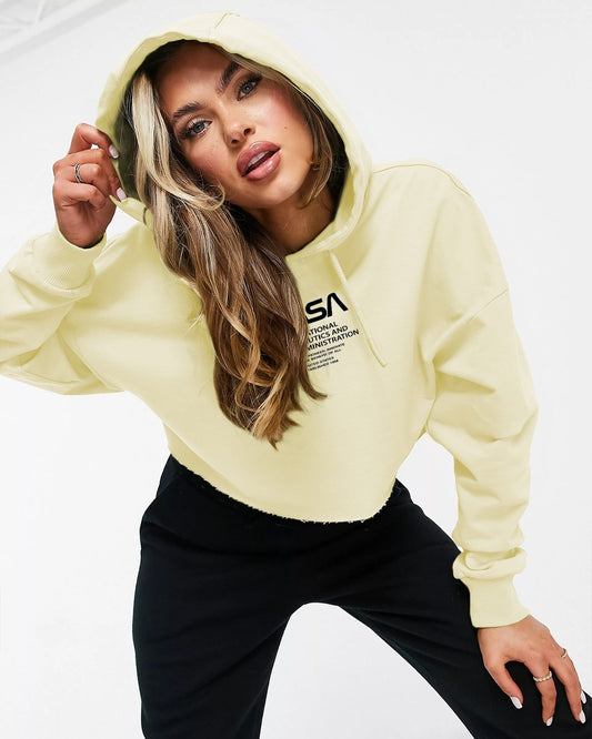 CROP HOODIE NASA CREMA