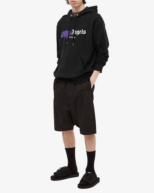 HOODIE NEGRO PALM ANGELS SPRAY MORADO