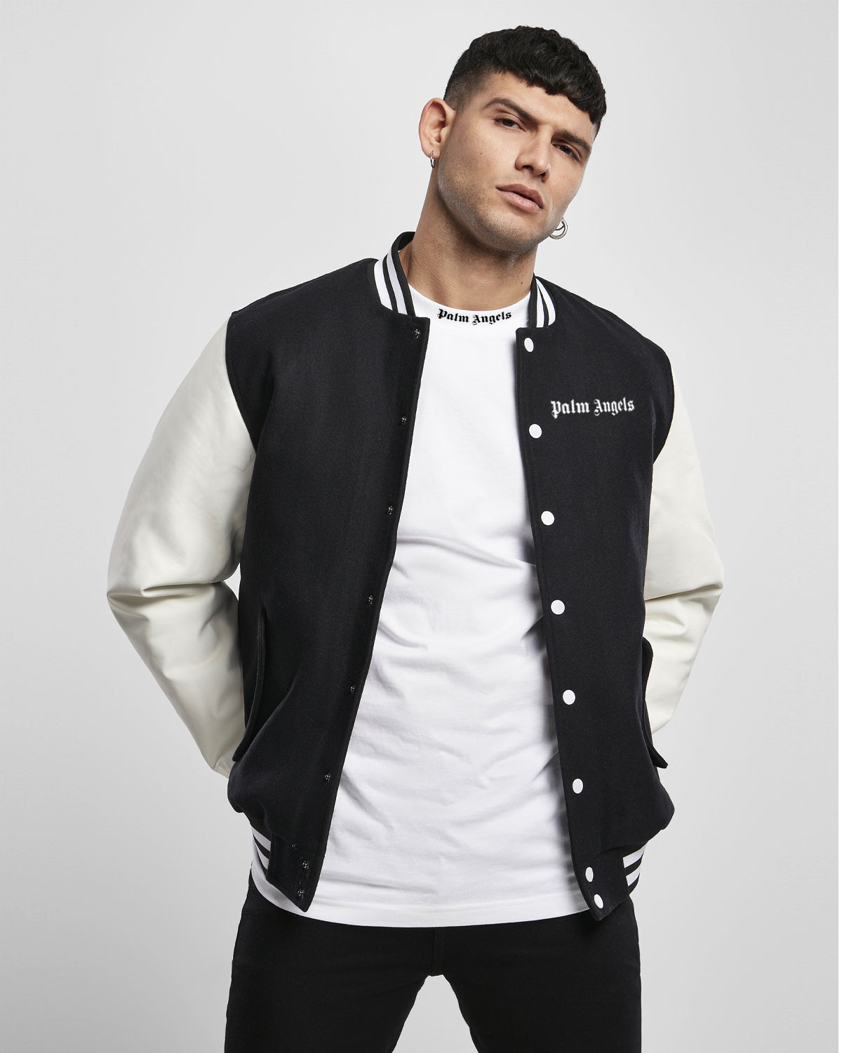 CHAQUETA UNIVERSITARIA NEGRA PALM ANGELS