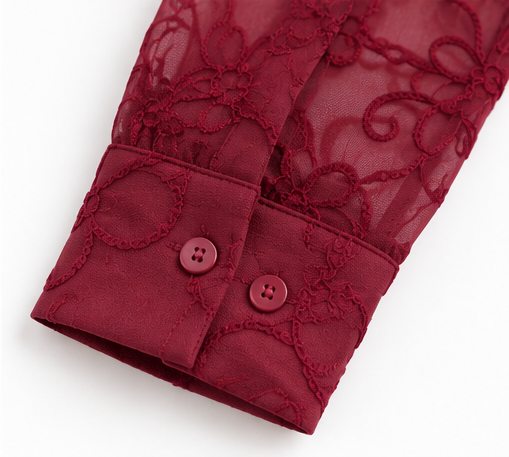 BLUSA VINO CON BORDADO FLORAL EN RELIEVE