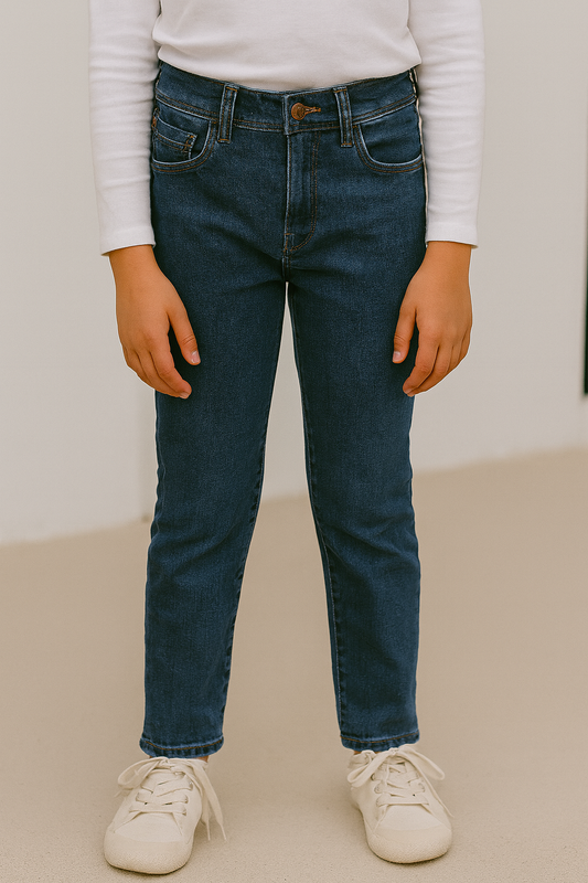 PANTALÓN JEAN NIÑA CORTE RECTO AZUL OSCURO