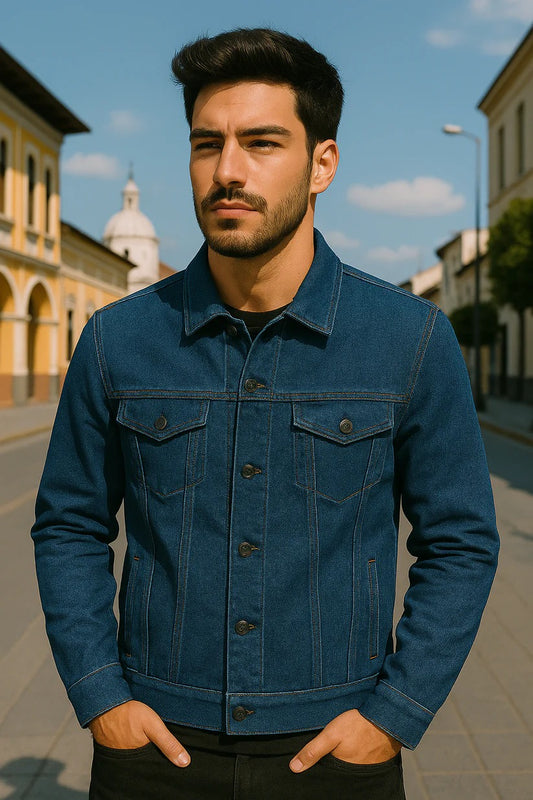 CHAQUETA JEAN AZUL MARINO LLANA UNISEX