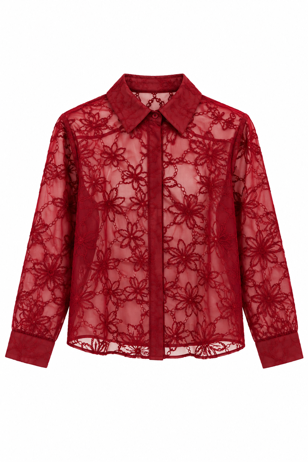 BLUSA VINO CON BORDADO FLORAL EN RELIEVE