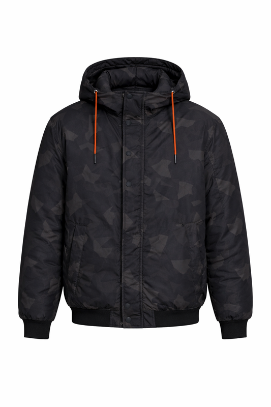 CAQUETA ACOLCHADA CAMUFLAJE CON CAPUCHA