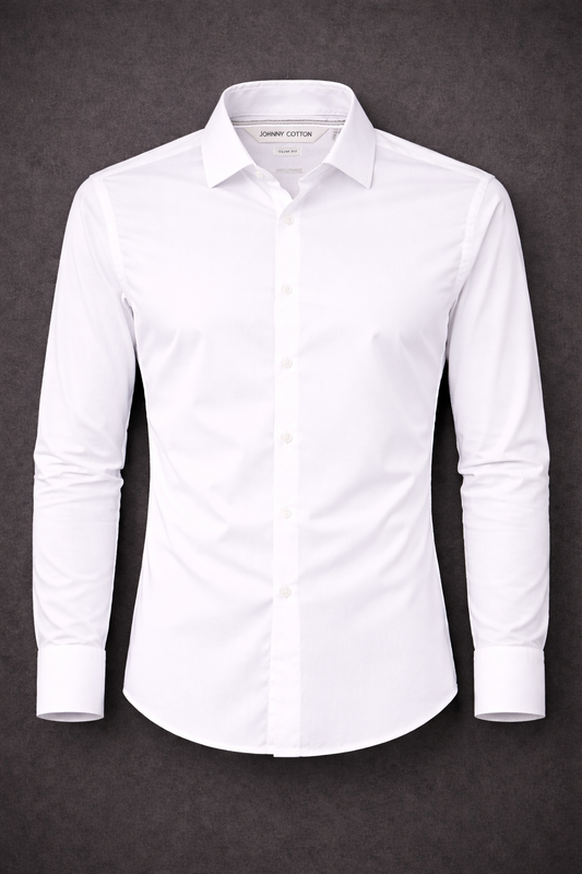 CAMISA BLANCA SLIM FIT MANGA LARGA JOHNNY COTTON