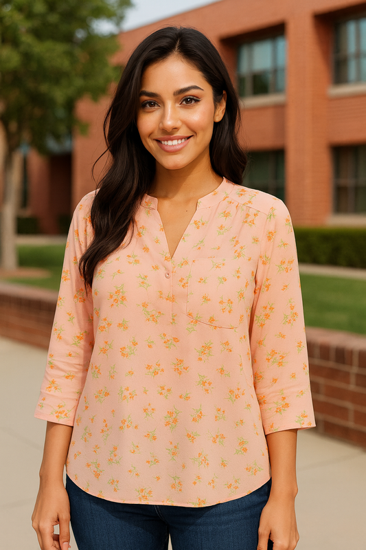 BLUSA DAMA PLUS SIZE ESTAMPADO FLORAL MANGA 3/4