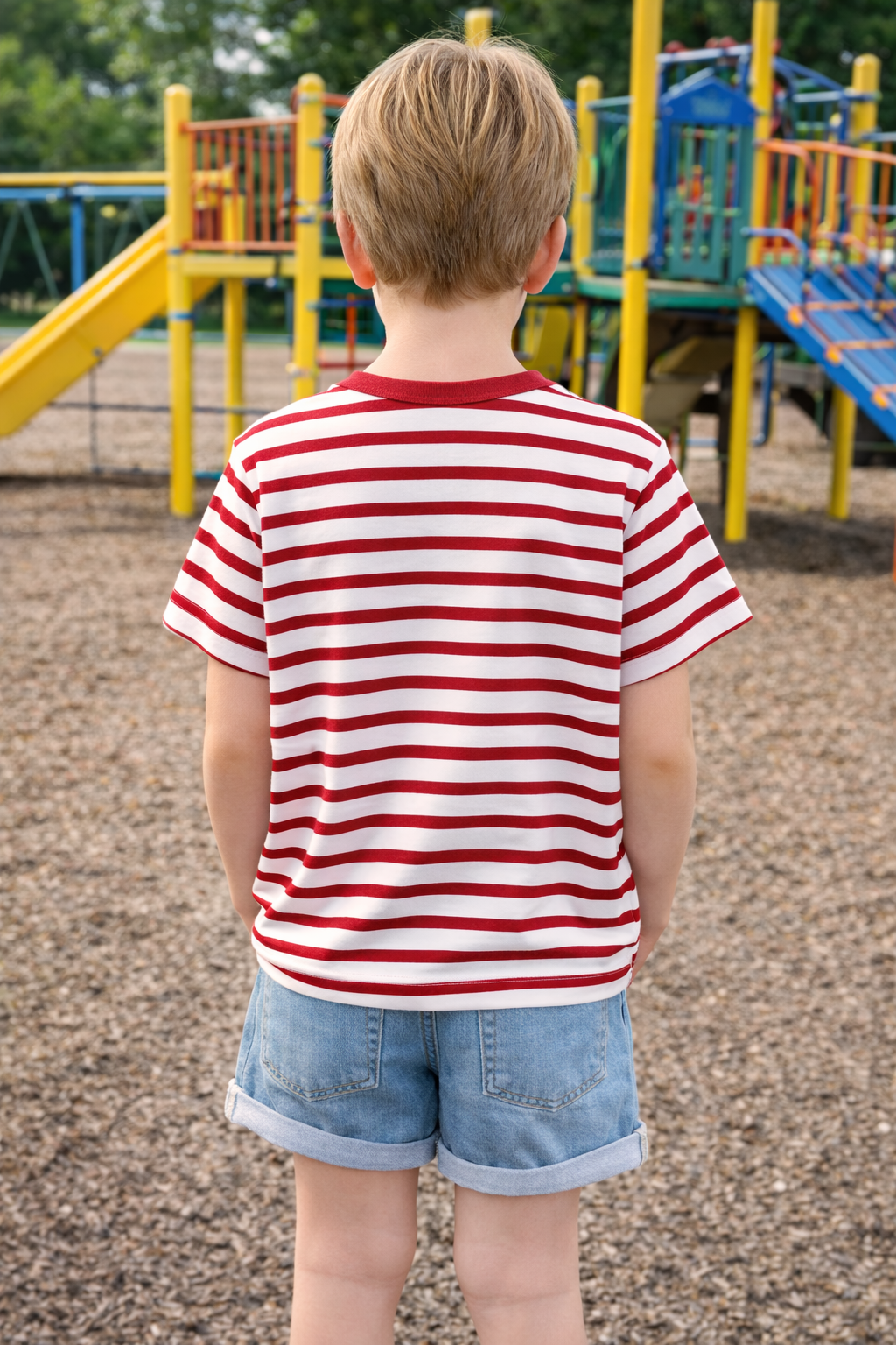 CAMISETA NIÑO MANGA CORTA LÍNEAS A RAYAS